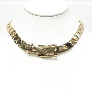 Givenchy Logo Belt Buckle Gold Tone Vintage Necklace 70s 80s Givenchy 4G Logo
